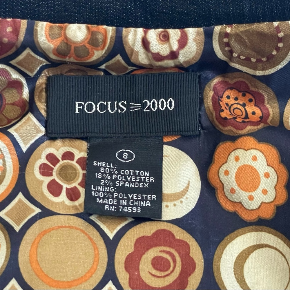 Ladies Focus 2000 Swing Blue Denim Lined 3 Button Jacket 3/4 Sleeves Size 8 - Picture 6 of 6